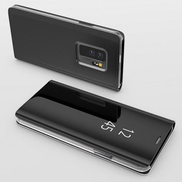 Coque til Samsung Galaxy S9 PLUS - Taske Etui Flip Spejl Sort Beskyttelse Clear View [Phonillico®]