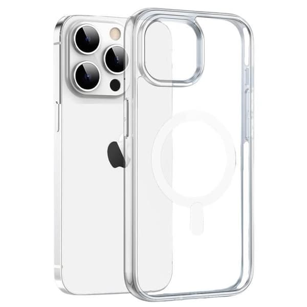 Coque til iPhone 15 PRO MAX - Transparent silikone med indbygget magnetcirkelsystem Phonillico®