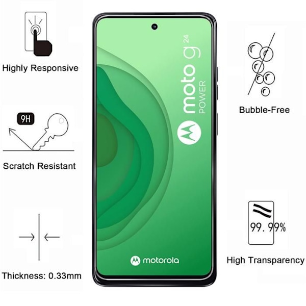 Skärmskydd - Phonillico® - Motorola Moto G24 - 4-pack - Härdat glas - Repåteronligt Transparent