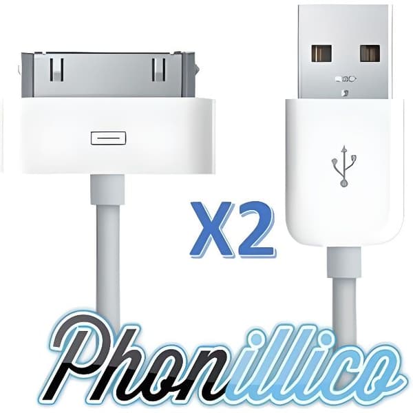 Sæt med 2 USB-opladerkabler kompatible med iPhone 4