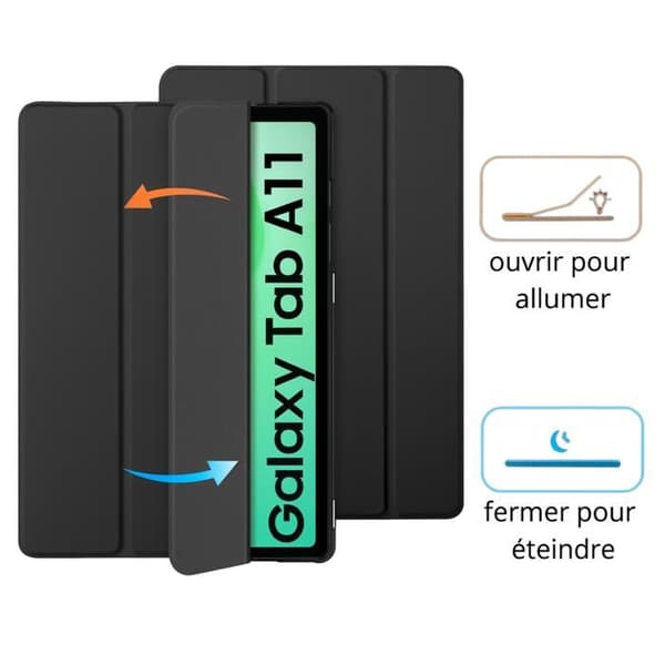 Coque - PHONILLICO - Samsung Galaxy Tab A11 - Sort - Fuld beskyttelse - Multi-positioner Svart