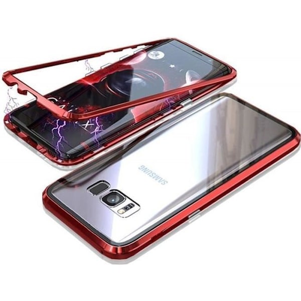 Skyddsfodral för Samsung Galaxy S8 - PHONILLICO - Fullt metallskydd - Röd - Magnetiskt fodral i 2 delar Röd