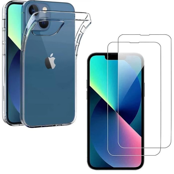 Fodral för iPhone 14 och 2 Skärmskydd i härdat glas Phonillico® Transparent