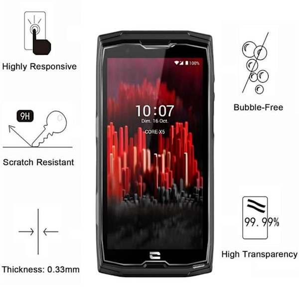 Tempered Glass for Crosscall Core X4 / Core X5 [Pack 2] Screen Protection Film Phonillico® Transparent