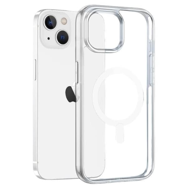 Coque til iPhone 15 - Transparent Silikone med indbygget magnetisk cirkel Phonillico® Transparent