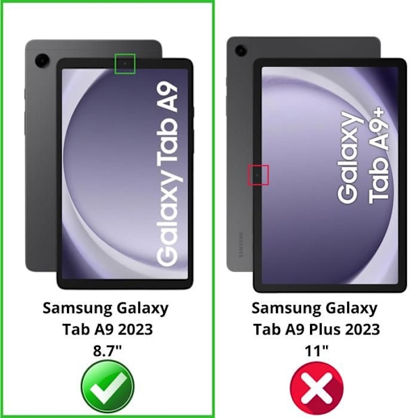 Fodral för Samsung Galaxy Tab A9 2023 - Svart etui med fullständigt skydd och flera positioner Phonillico Svart