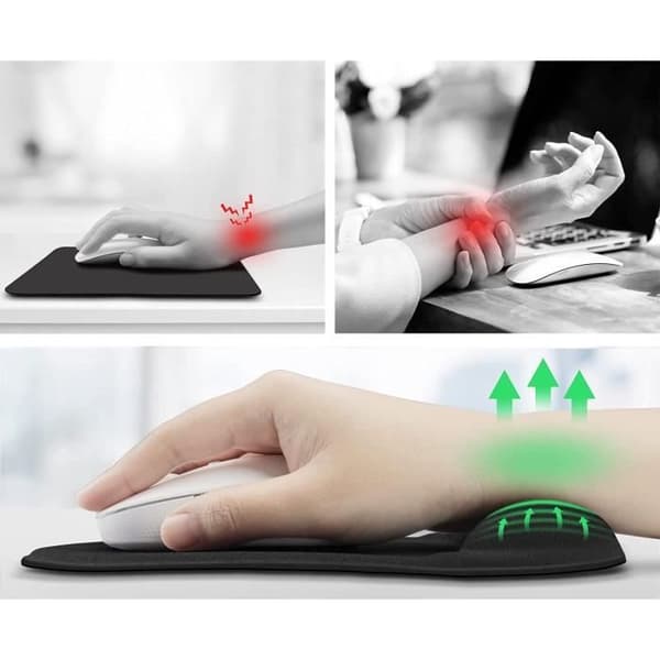 Ergonomisk Musemåtte - Phonillico® - Gel Håndledsstøtte - Skridsikker - Sort - Gummi