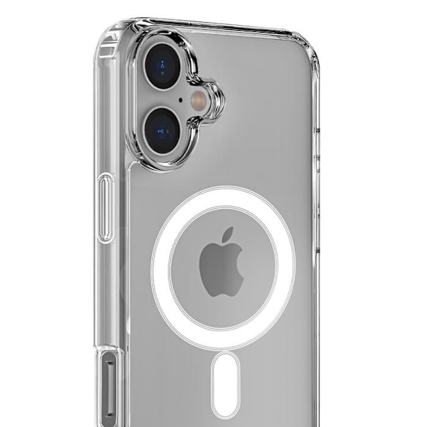 Coque för iPhone 16 PLUS och 2 Tempererat glas skärm och 2 Kameraskydd - Inbyggd magnetisk ring Phonillico® Transparent