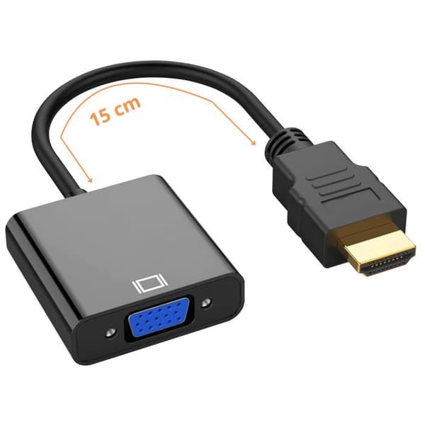 HDMI til VGA-adapter ( han til hun) til bærbar computer/konsol/TV-box til skærm/TV HDTV/projektor