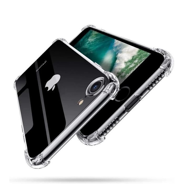 Chock-skydd - Phonillico - iPhone SE 2022/2020 - Mjukt silikon - 2 härdade glas - Förstärkt skydd Transparent