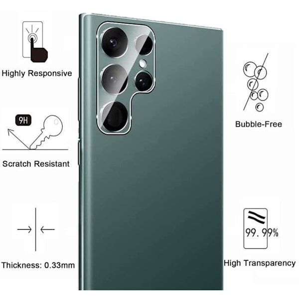 Skydd för Kamera till Samsung Galaxy S22 ULTRA 5G [Pack med 2] Glas Linse Skydd för Baksidan Kamerafilm Phonillico® Transparent