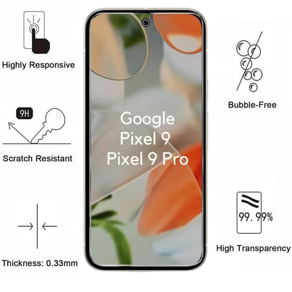 Coque til Google Pixel 9 / Pixel 9 Pro og 2 Tempered Glass Skærmbeskyttelse Phonillico® Transparent