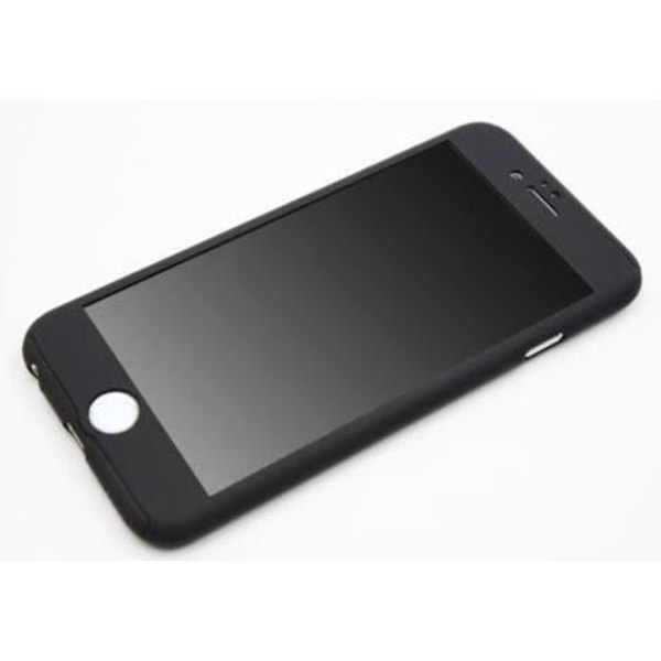 Apple iPhone 8 yhteensopiva kuori - Musta kuori + Karkaistu lasi - 360 Kova muovikuori täydellinen Phonillico®