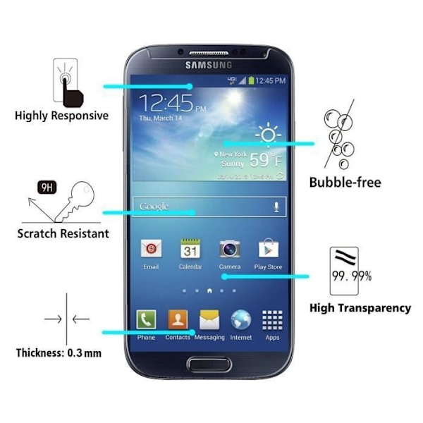 Elokuvan lasisuoja näyttö - Phonillico® - SAMSUNG GALAXY S4 - Karkaistu lasi - Erittäin kestävä - Naarmuuntumaton