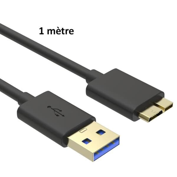USB 3.0 Han A til Micro B kabel til Nikon D800/D800E/D810/D810A/D5/D500 /Canon EOS 5DS/5DSR/5D4 - 1m Phonillico® Svart