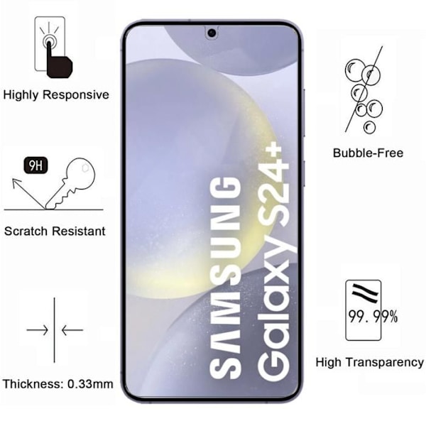 Skyddsfodral för Samsung Galaxy S24 PLUS och 2 härdade glas skärmskydd Phonillico® Transparent