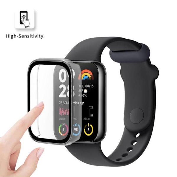 Xiaomi Smart Band 8 Pro yhteensopiva kotelo - Kova suoja läpinäkyvä kuori, lasinen suojalasikansi Phonillico Transparent