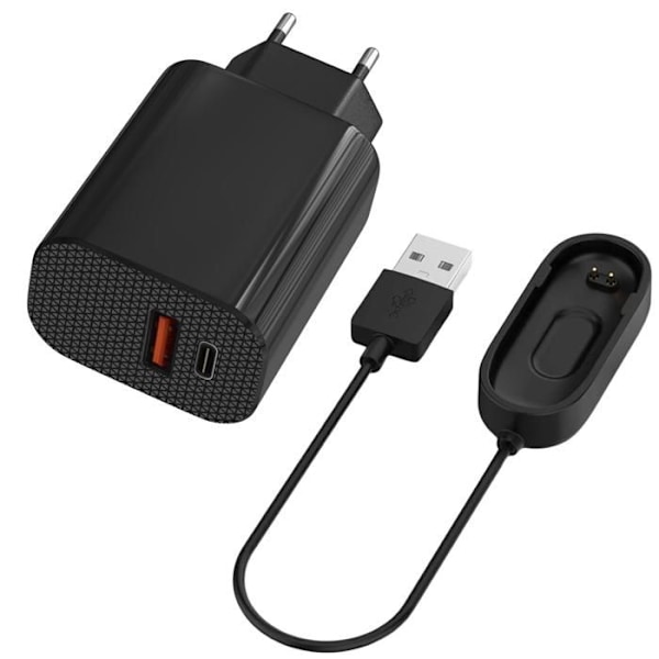 Laddare 12W + Kabel Kompatibel med Xiaomi Mi Band 4 - Ladda Klocka Phonillico® Svart