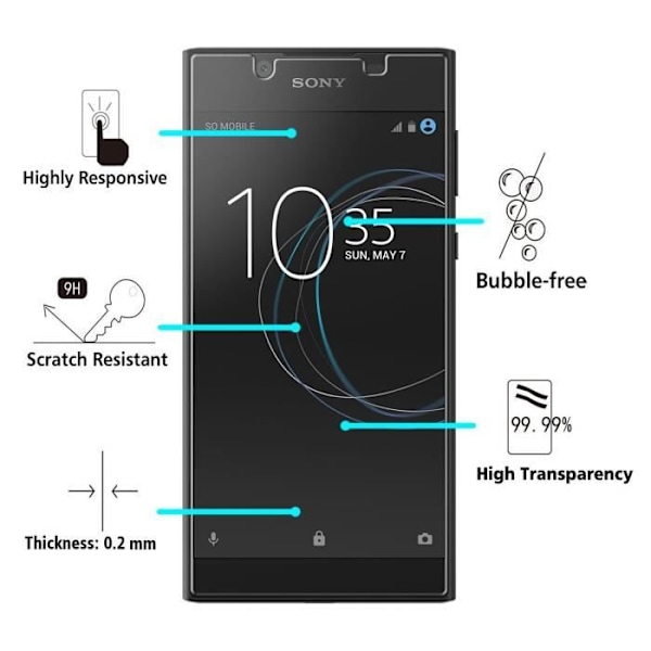 Hærdet Glas SONY XPERIA L1 - Ultra Modstandsdygtig Skærm Beskyttelsesfilm Anti-Ridser Transparent Phonillico® Transparent