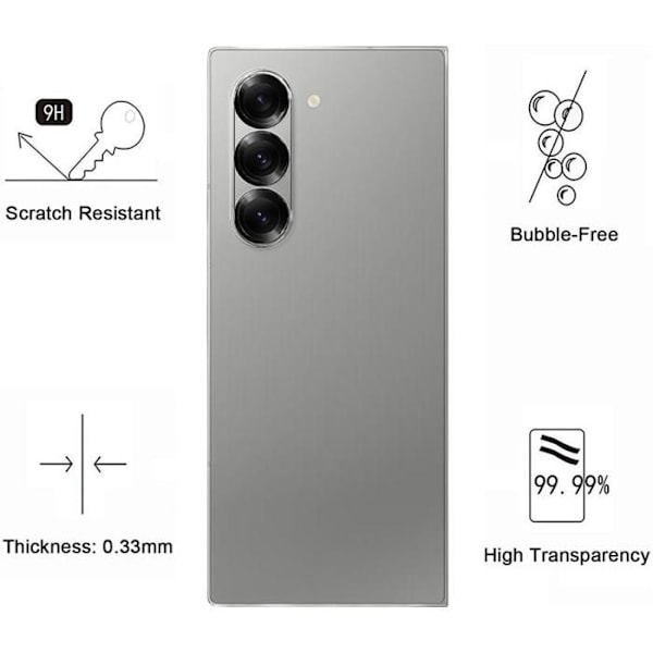 Skærm- og Kamerabeskyttelse - Phonillico® - Samsung Galaxy Z FOLD 6 - Ultra Tynd - Ridsefast - Pakke 2 Transparent