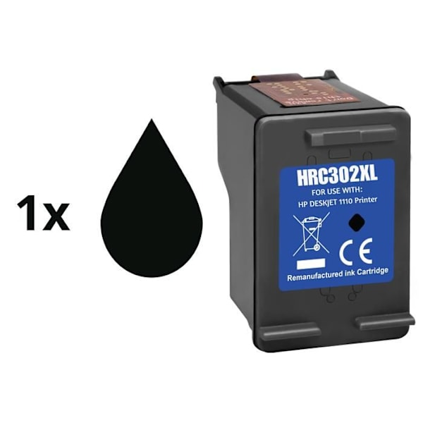 Tintepatron - HP - 302XL - Sort - Kompatibel med DeskJet/Envy/OfficeJet - 1 stk.
