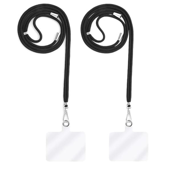 Cordon til halsen - Phonillico® - Sæt af 2 - Justerbar - Sort - Transparent strop Svart
