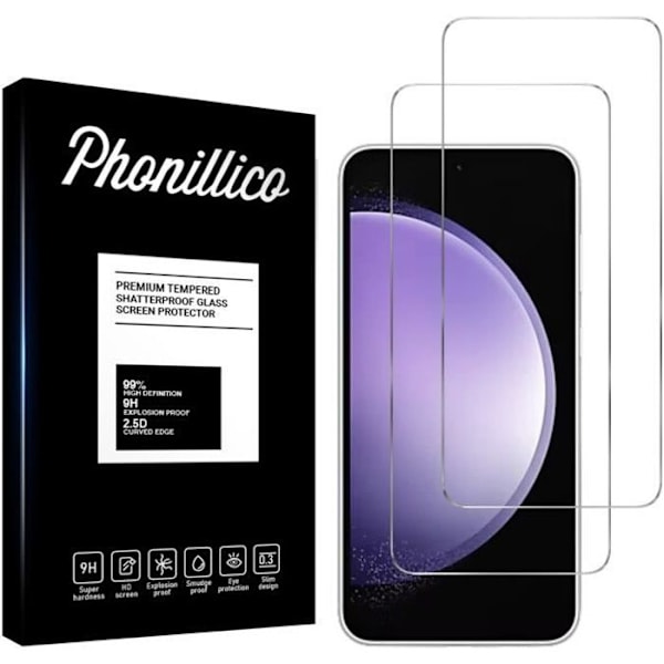 Filmer av härdat glas för Samsung Galaxy S23 FE [Pack 2] Skärmskydd Phonillico® Transparent