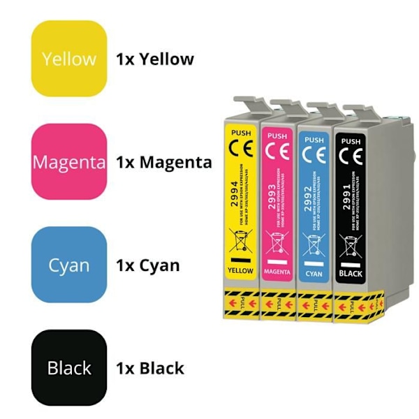 Epson - 29XL - 4 kappaleen pakkaus - Musta, Syano, Magenta, Keltainen - Yhteensopiva Expression Home