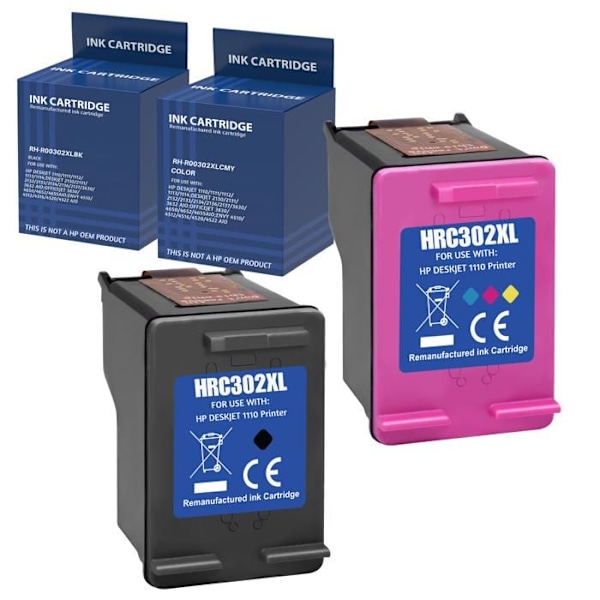 Bläckpatron - HP - 302XL - Svart - Flera färger - 2-pack