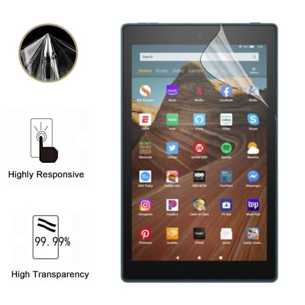 Skärmskydd för Amazon Fire HD 10 (2019) [Pack 2] Ultra Tunn Plastfilm Skydd Phonillico