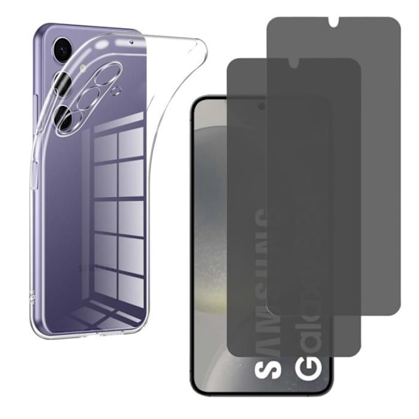 Coque og Beskyttelsesglas - Phonillico® - Samsung Galaxy S24 - Sort - Antispion - Ridseresistent Svart