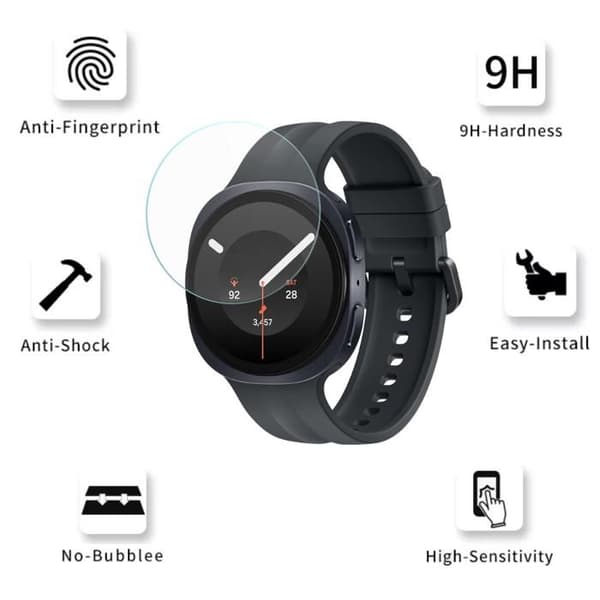 Härdat Glas för Samsung Galaxy Watch 9 40mm [2-pack] Skärmskydd för Klocka Represistent Phonillico® Transparent