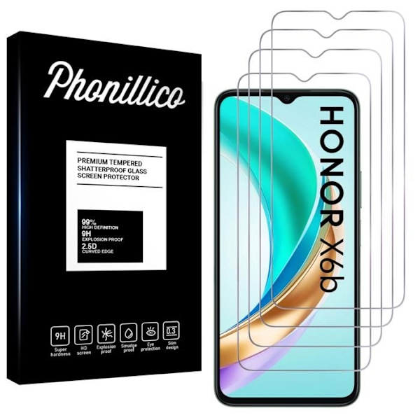Skärmskydd - Phonillico® - Honor X6b - Paket med 4 - Härdat glas - Represistent Transparent