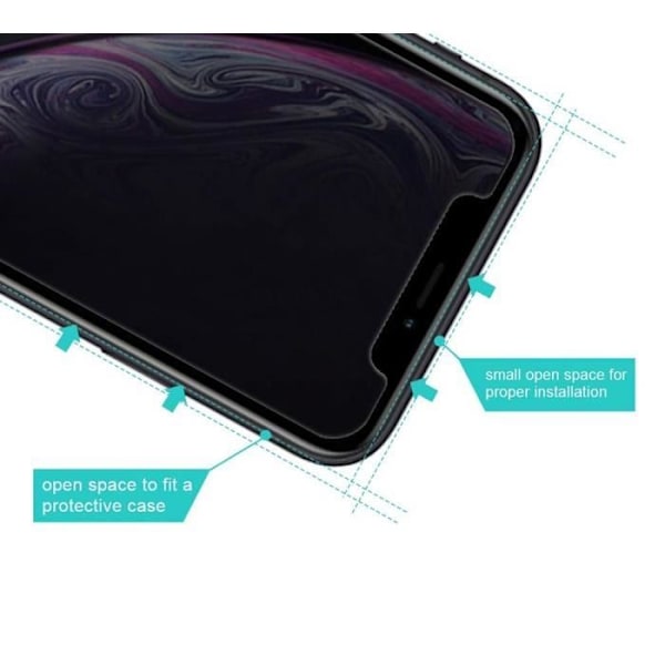 Beskyttelsesfilm - Phonillico® - iPhone XR - Sort hærdet glas - Anti-spion - Ridsefrit Svart