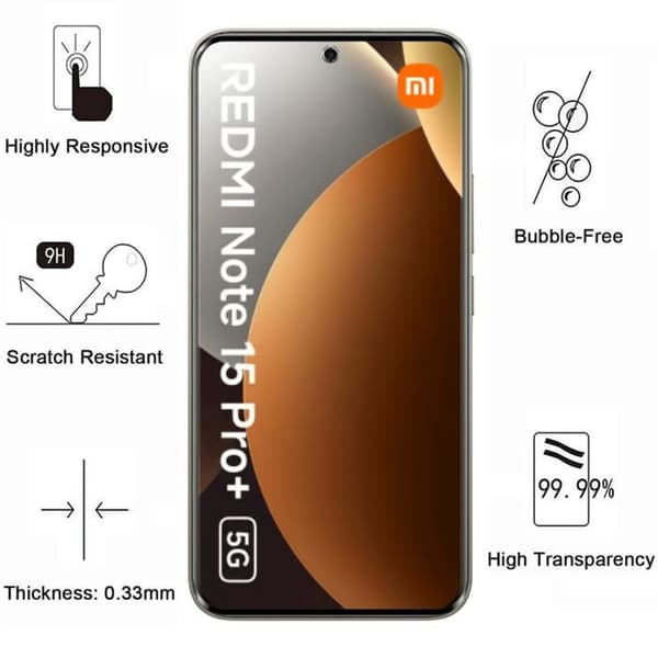 Härdat glas för Xiaomi Redmi Note 15 PRO PLUS 5G [Pack 4] Skärmskydd Phonillico® Transparent