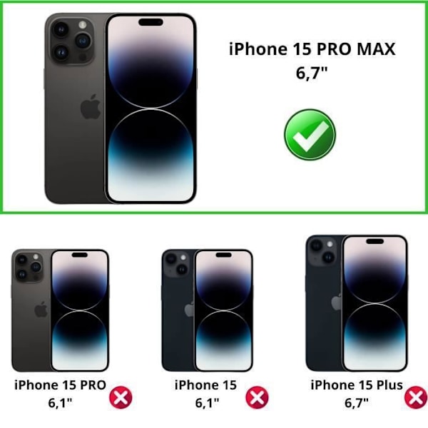 Musta Kuori iPhone 15 PRO MAX:lle ja 2 Karkaistua Lasi Suojakalvoa Phonillico®