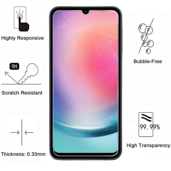 Härdat glas för Samsung Galaxy A24 4G [Pack 4] Skyddsfilm för skärmen Phonillico® Transparent