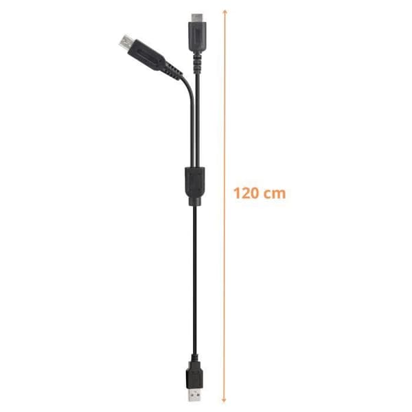 Nintendo 3DS-kompatibel kabel - Phonillico - Sæt af 2 - Længde 1,2m - USB - Sort Svart