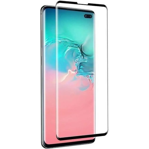 Härdat Glas - Phonillico® - Samsung Galaxy S10 PLUS - Svart Kant - Repistent - Skärmskydd Svart