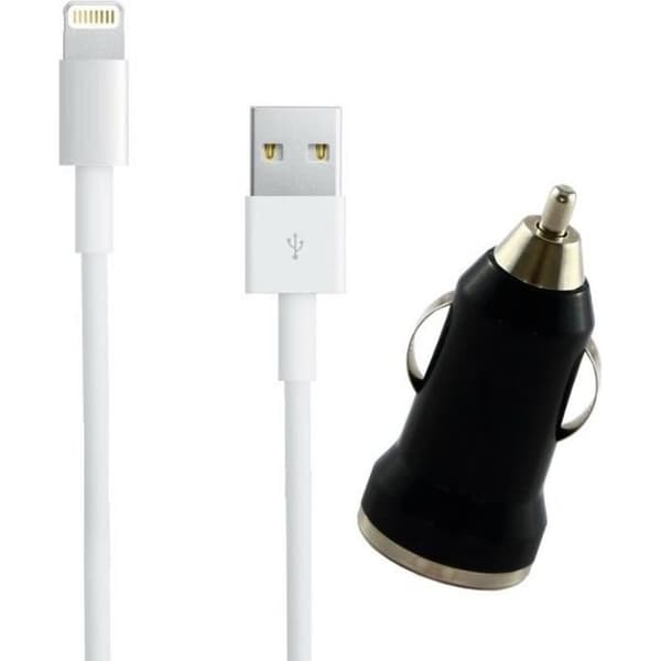 USB-kabel + Bilen-lader - Phonillico® - 1M - Kompatibel med iPhone - Sort Svart