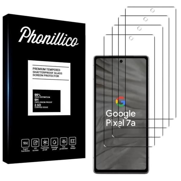 Härdat glas för Google Pixel 7a [Pack 4] Skärmskydd Film Phonillico® Transparent