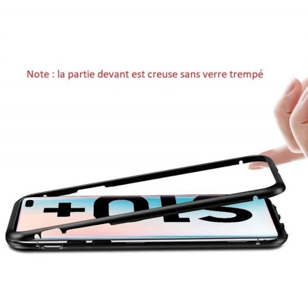 Coque för Samsung Galaxy S10 PLUS - Magnetiskt svart fodral 360 skydd metall bakglas resistent Svart