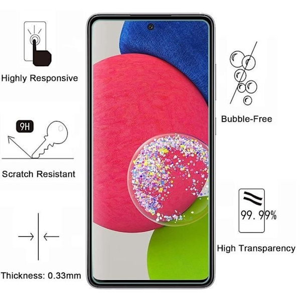 Härdat glas för Samsung Galaxy A53 5G [Pack 2] Skyddande skärmskydd Phonillico® Transparent
