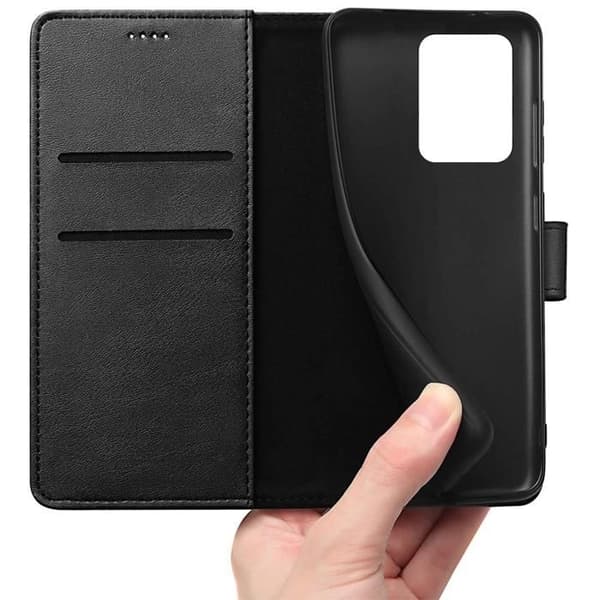 Coque - Phonillico® - Honor 200 Lite 5G - Portefeuille Sort - Semi-rigide - Læder Effekt Svart