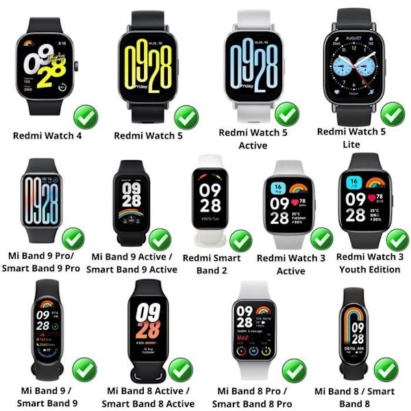 Laddare Kompatibel med Xiaomi Redmi Watch 5/Redmi Watch 4/Smart Band 9/Smart Band 8 - USB-kabel 1 meter Laddning Klocka Phonillico® Svart