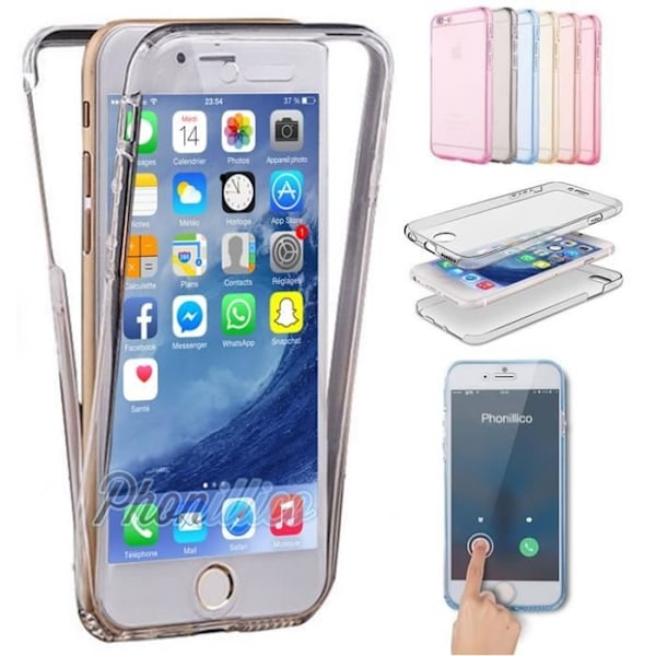 Kohti TPU Täysi Läpinäkyvä yhteensopiva Apple iPhone 7 - Phonillico® Transparent