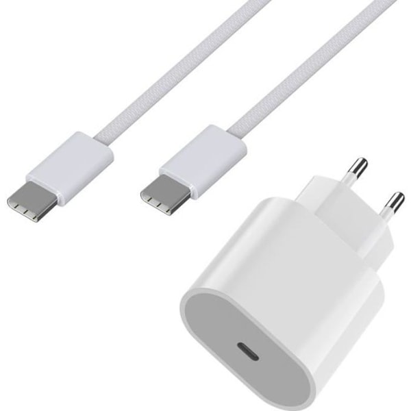 Snabbladdare 20W + USB-C till USB-C kabel 1 meter för iPhone 15 - 15 PLUS - 15 PRO - 15 PRO MAX Phonillico®