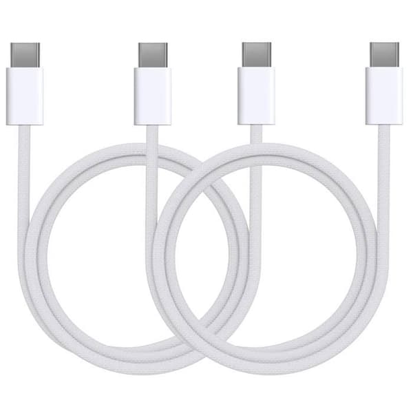 Lot 2 Hurtigopladere 20W + 2 USB-C til USB-C kabler 1 meter til iPhone 16 / 16 PLUS / 16 PRO / 16 PRO MAX Phonillico® Vit