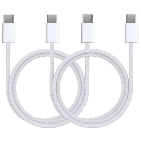 Lot 2 Snabbladdare 20W + 2 USB-C till USB-C kablar 1 meter för iPhone 16 / 16 PLUS / 16 PRO / 16 PRO MAX Phonillico® Vit