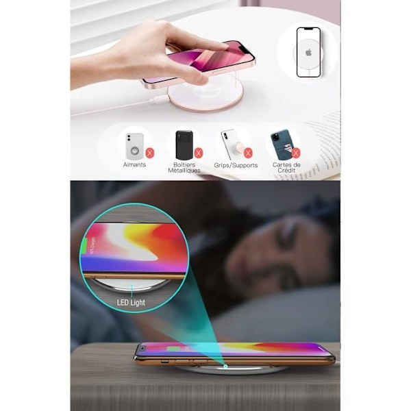 Snabbladdare Induktion 15W Kompatibel med Samsung S22-S21-S21 FE-S20-S10-NOTE20-Z FILP Trådlös Qi Laddning Phonillico® Vit